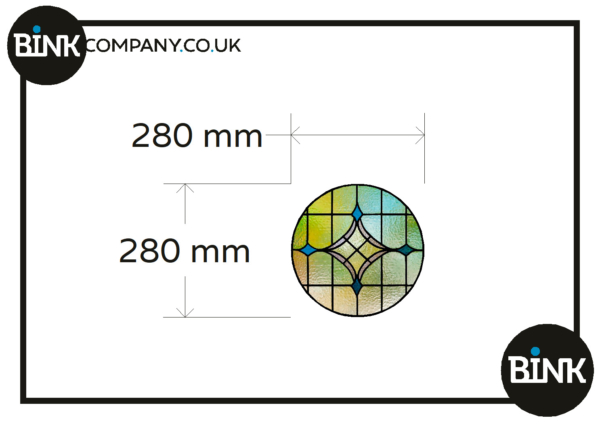 Stained glass window film 40G 1x circle yellow blue