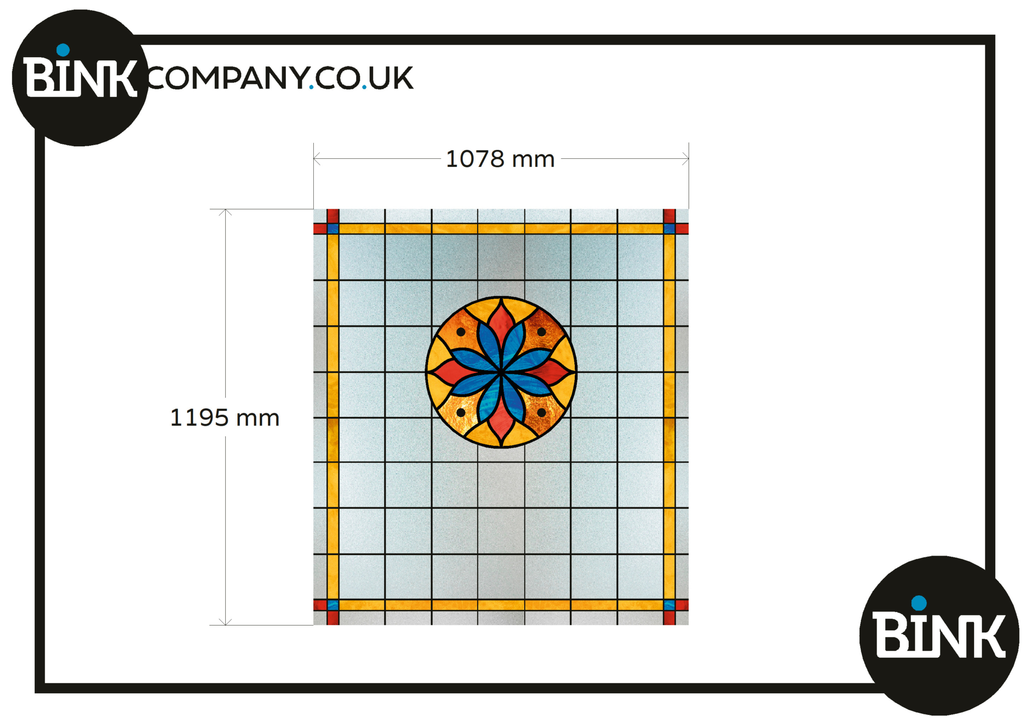 Stained glass window film 1x yellow red blue flower frosted privacy 88 ...