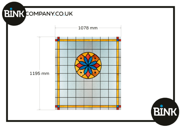 Stained glass window film 1x yellow red blue flower frosted privacy