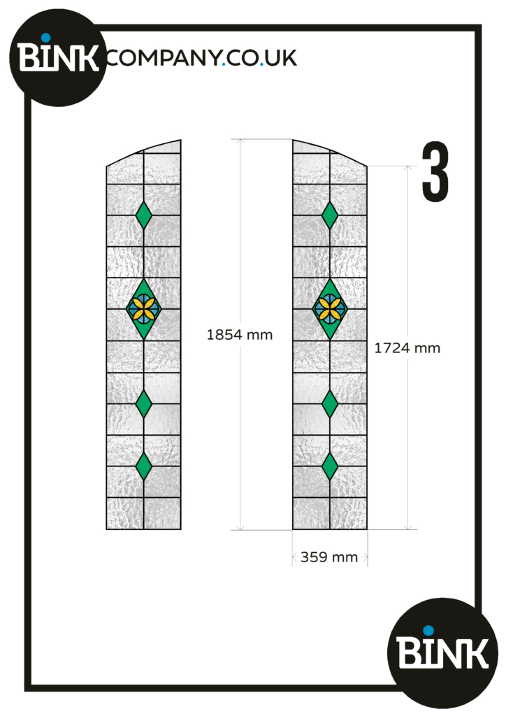 Stained glass window film green colour door windows 2x customised 178 ...