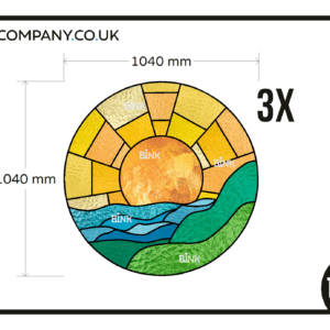 Stained glass window film round 3x window round window film sun sea plains