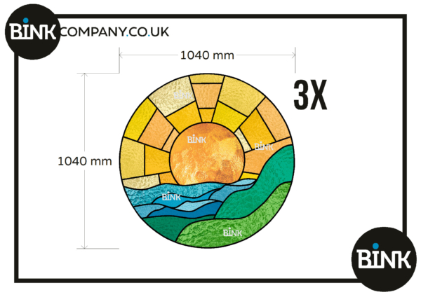 Stained glass window film round 3x window round window film sun sea plains