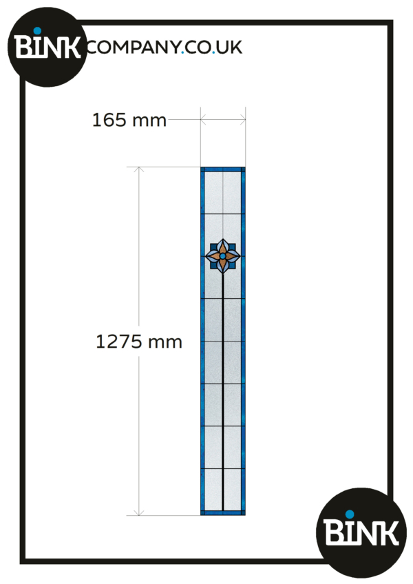 Stained glass window film blue flower 1x fully customized