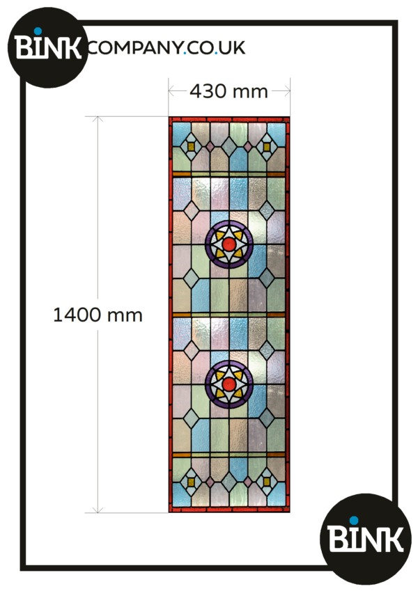 Stained glass window film fully customized pastel colours 1x privacy film