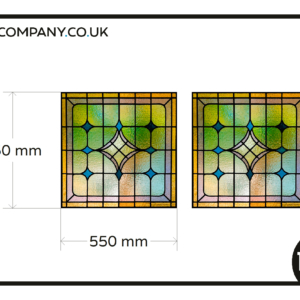 Stained glass window film yellow blue 2x TR custom privacy transparent window film