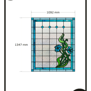 Stained glass window film transparent blue flower big window door 1x TR custom stained glass