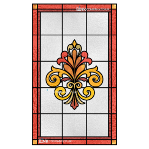 Stained glass window film art nouveau pink red yellow 275G