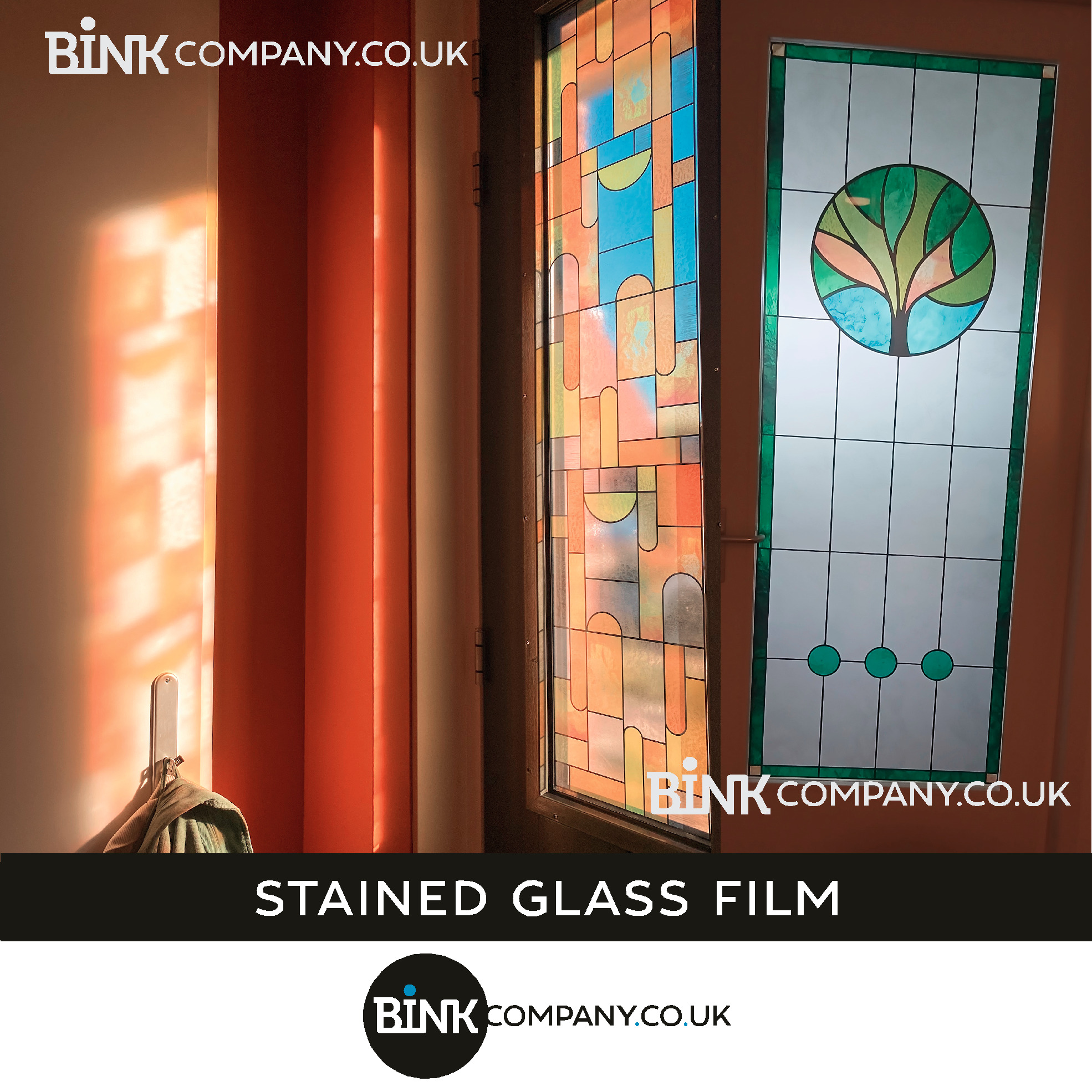 Custom-Made Stained Glass Window Film for Your Front Door entrance