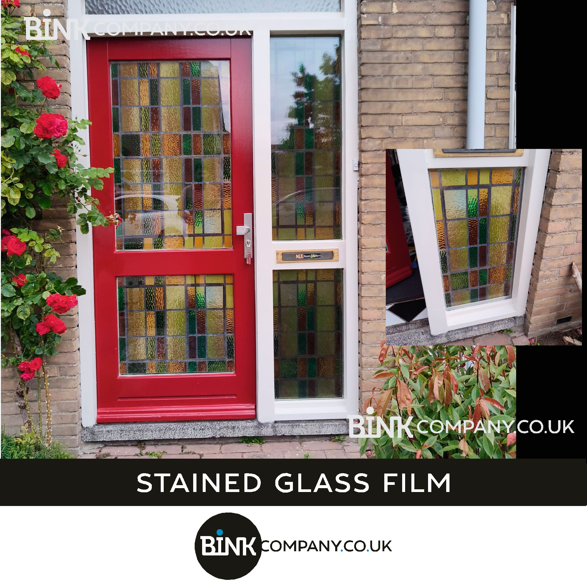 Custom-Made Stained Glass Window Film for Your Front Door frosted