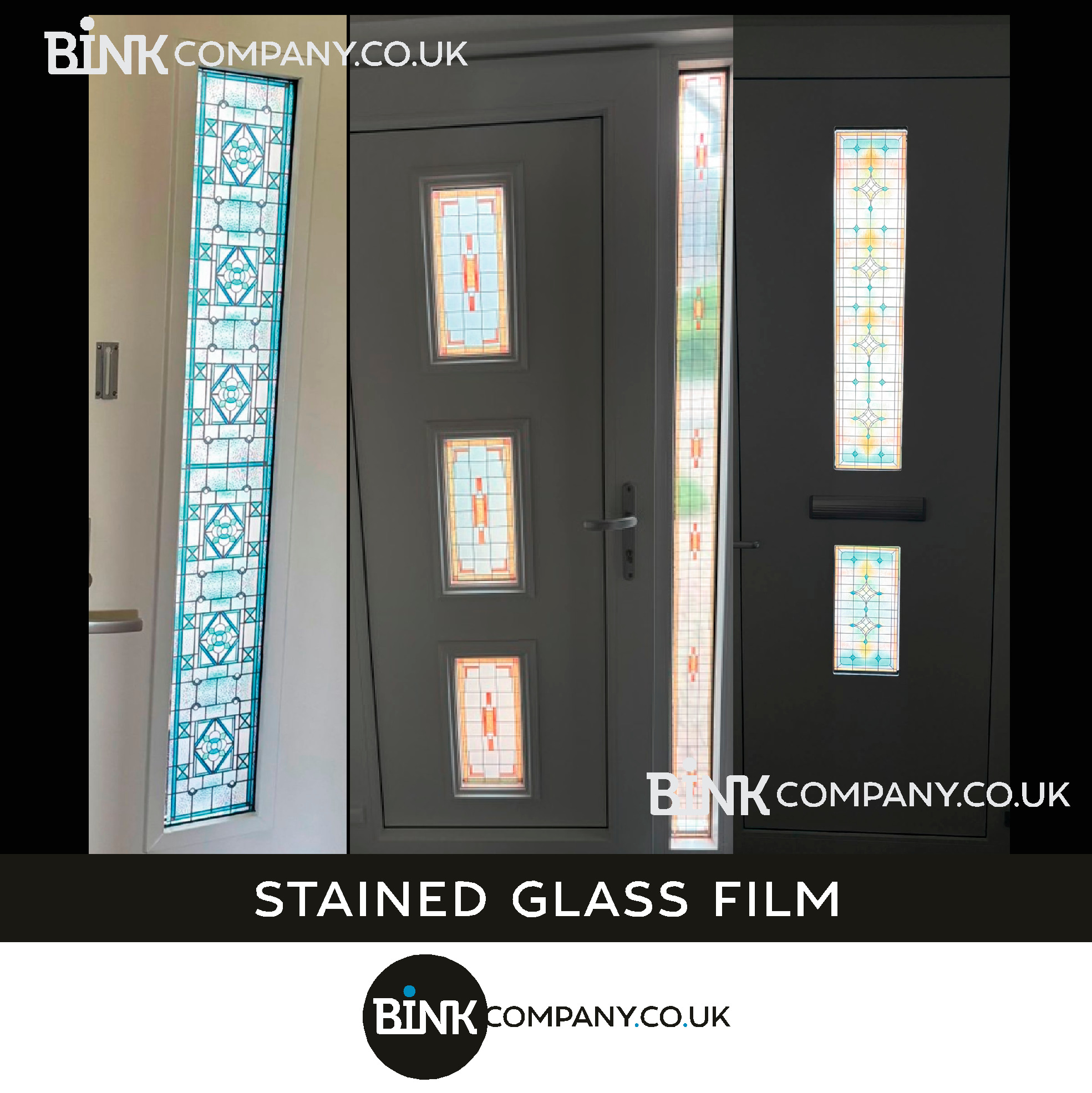 Custom-Made Stained Glass Window Film for Your Front Door small windows
