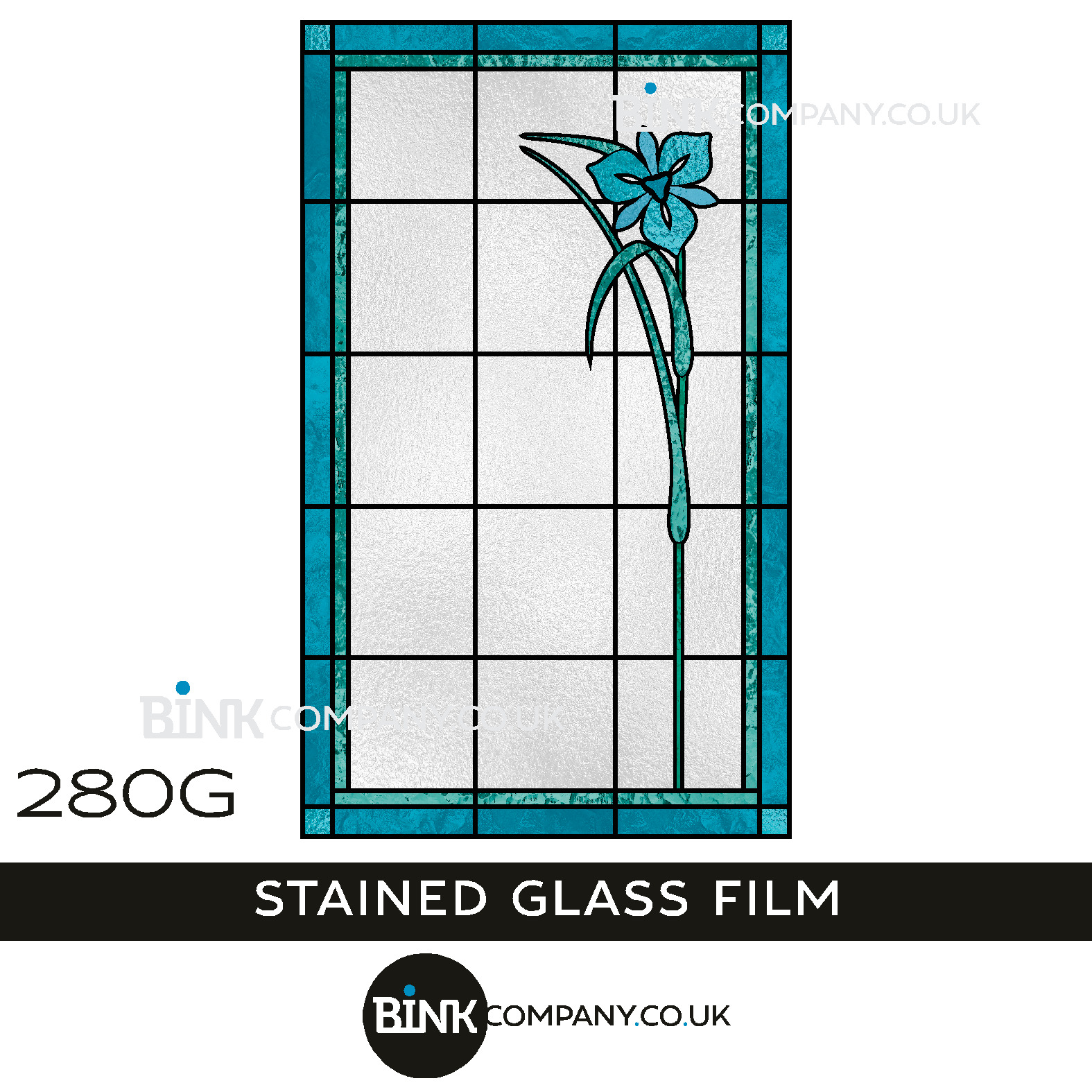 Custom-made-Art-Nouveau-stained-glass-window-film-blue-flower-green-adhesive-film-frosted-glass-film-