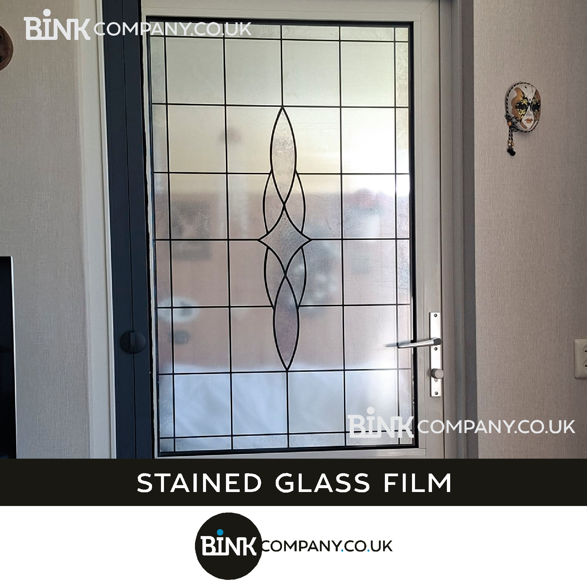 Stained Glass Window Film for Your Front Door grey