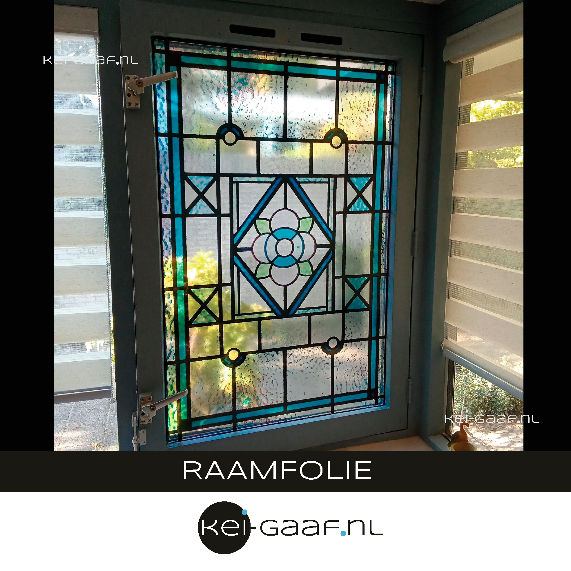 Stained Glass Window Film for Your livingroom frosted privacy blue flower