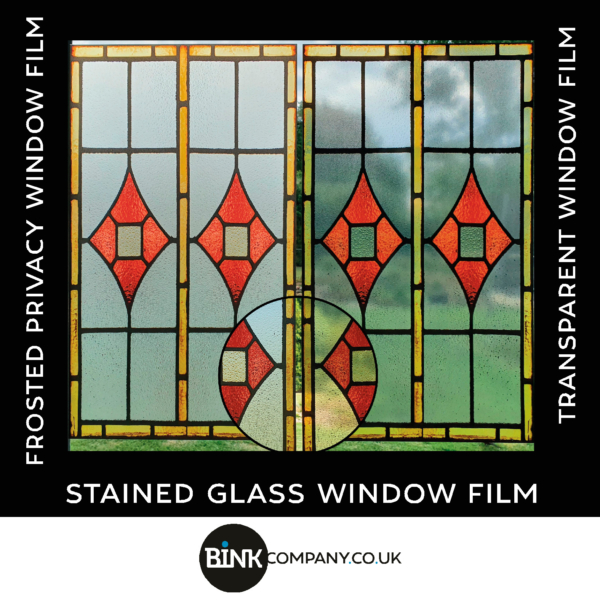 Stained glass window film yellow red old stained glass