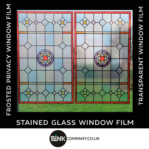Stained glass window film 1G colours soft blue pink purple