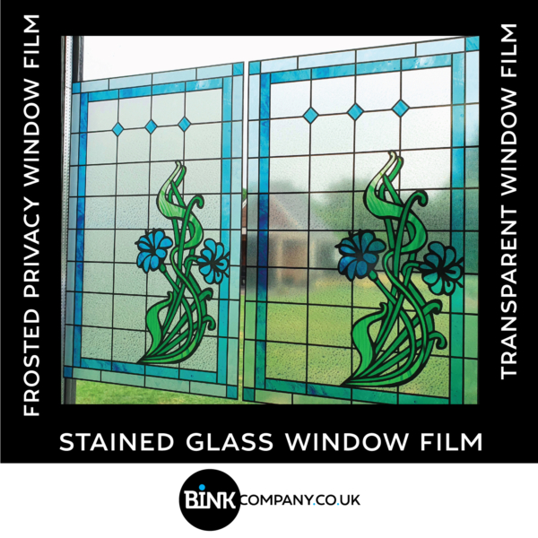 Stained-glass-window-film-21G blue flowers green