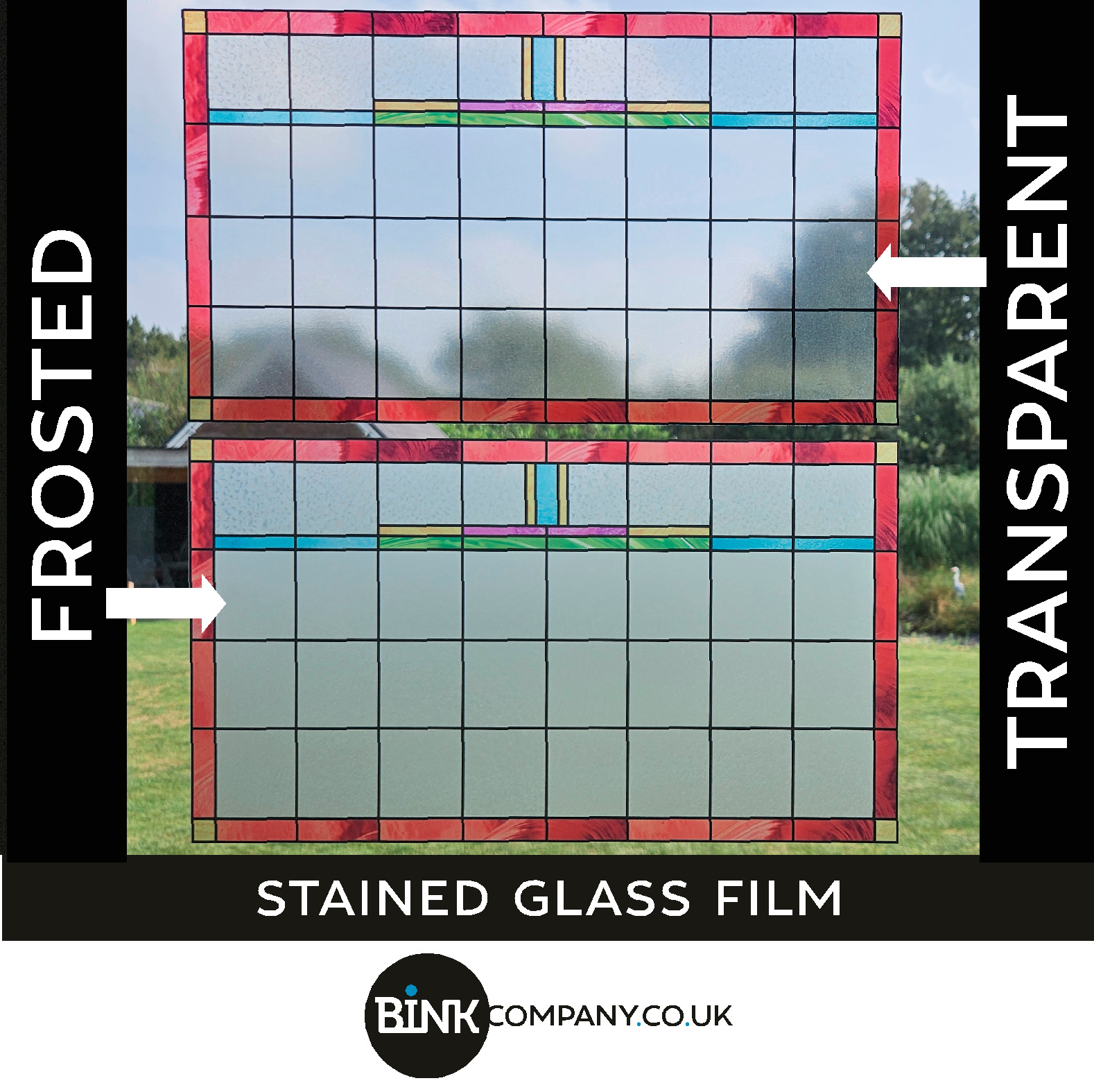 Stained glass window film multi colour red