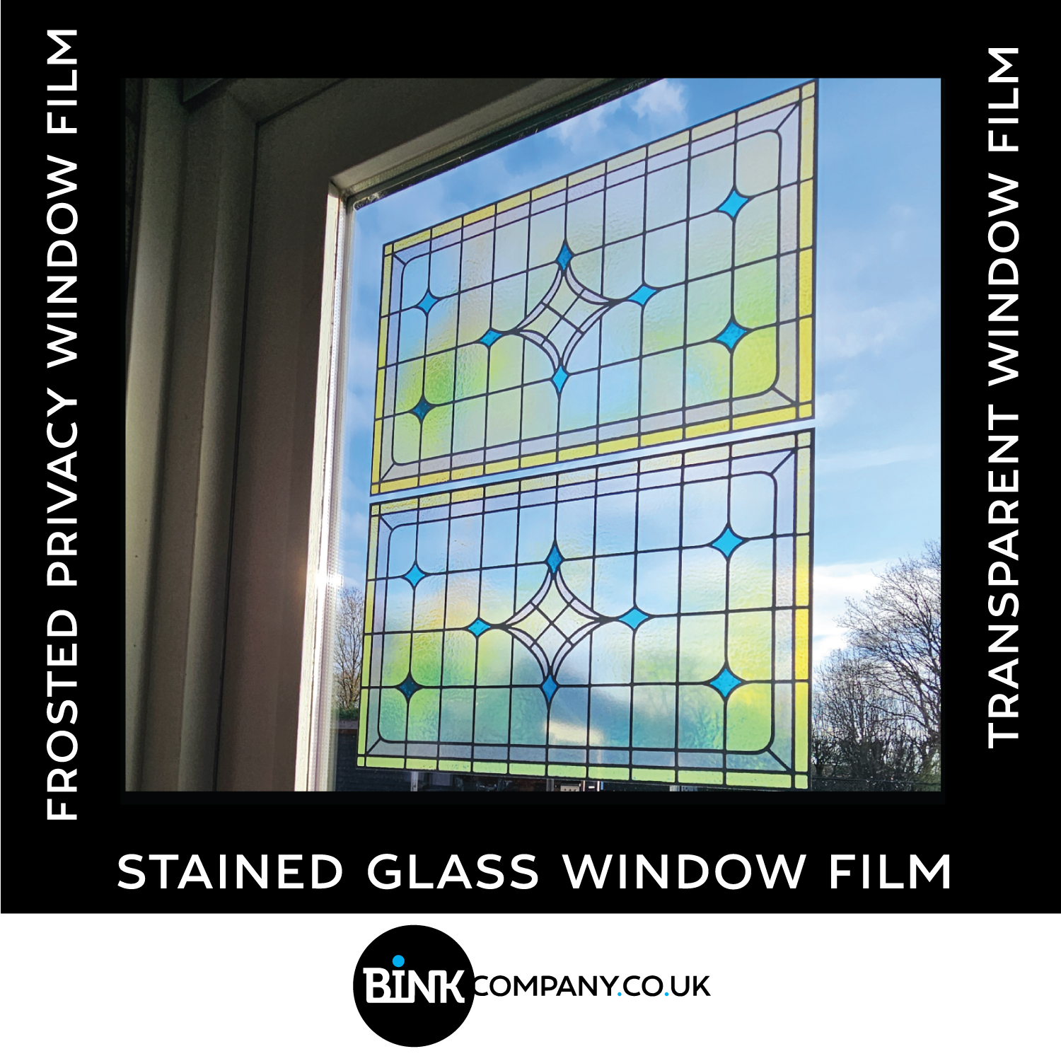 Stained-glass-window-film-40G-door-window-yellow-blue-diamond-shape