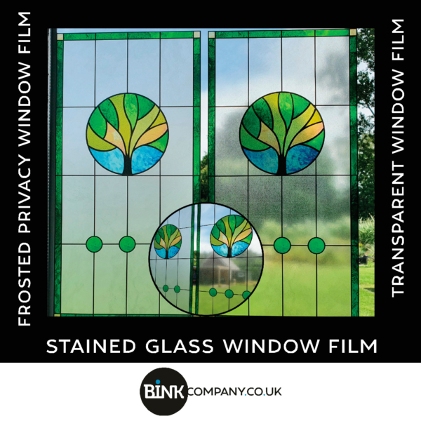 Stained-glass-window-film-tree green yellow blue 47G