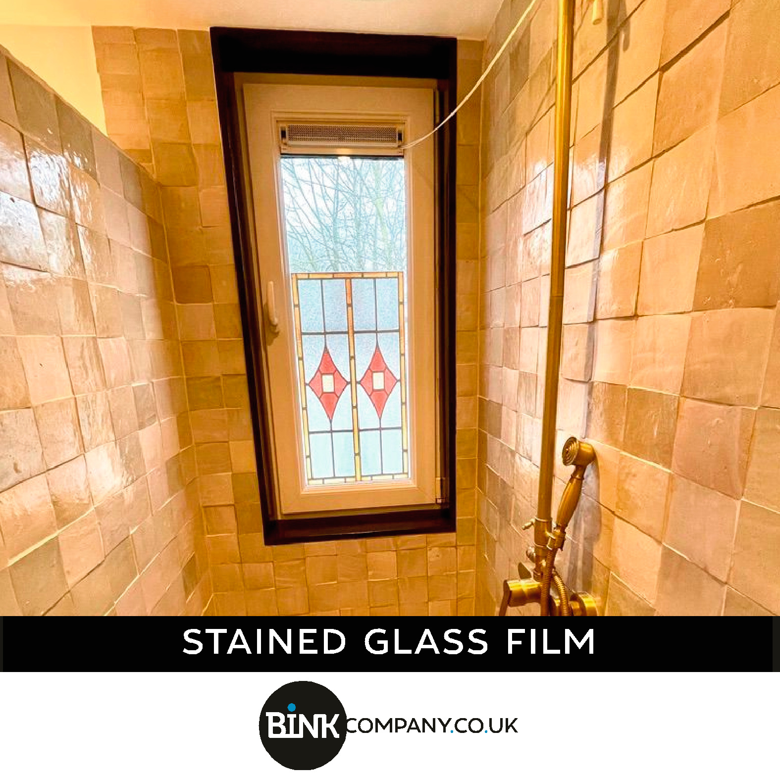 Stained-glass window film, bathroom
