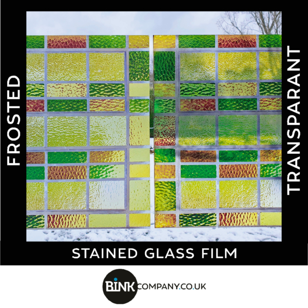 Stained-glass-window-film-green yellow brown glass 46G
