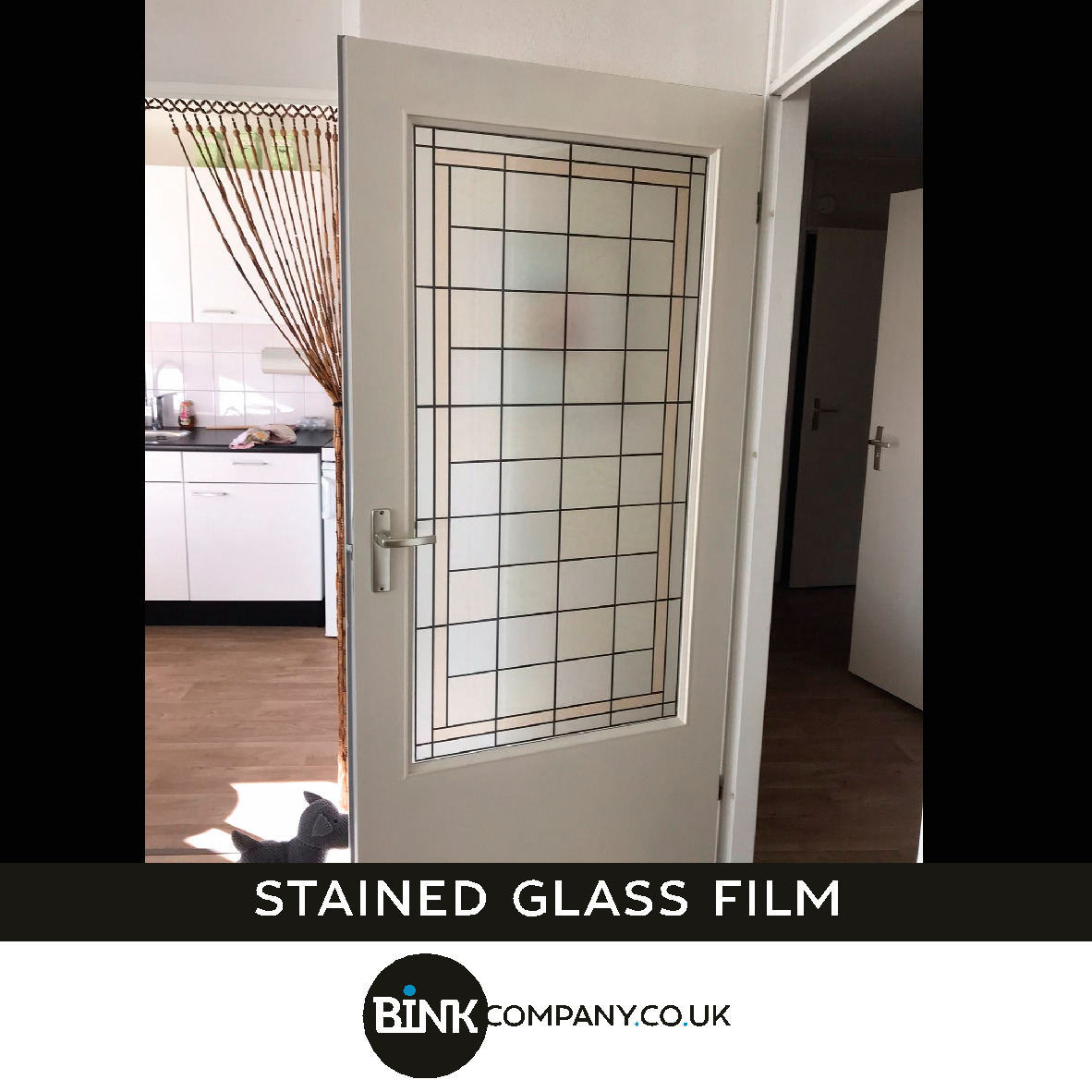 Stained glass window film inner door soft colours