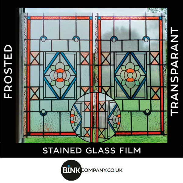 Stained-glass-window-film-old-glass red flowers-3G