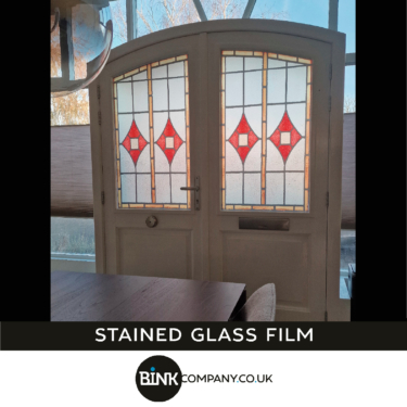 Stained-glass-window-film-privacy-film-doors-arch-yellow-red