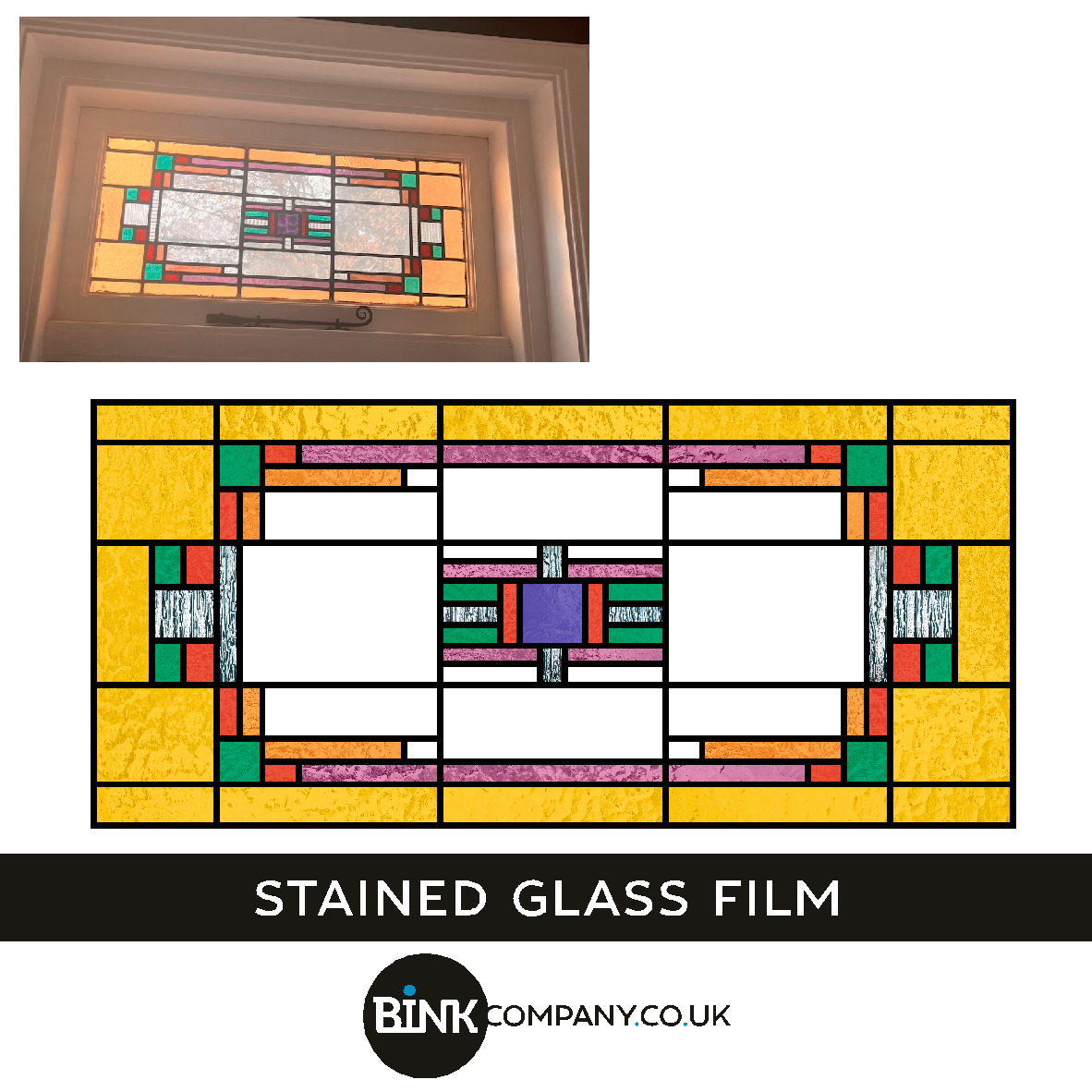 stained glass film made from real stained glass